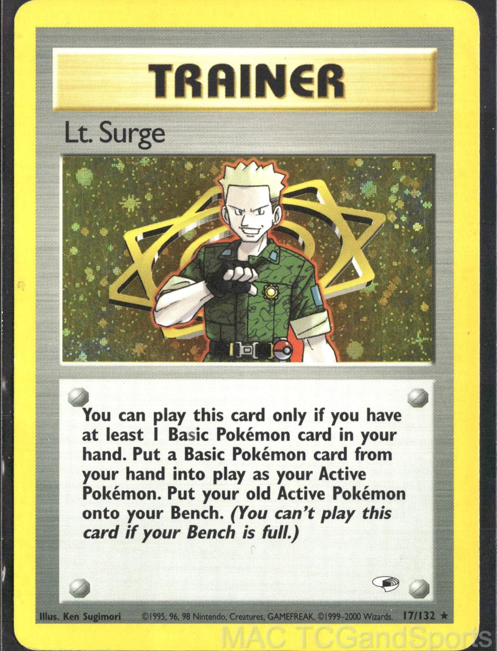 Lt. Surge 17/132 Unlimited Holo Gym Heroes Pokemon TCG LP