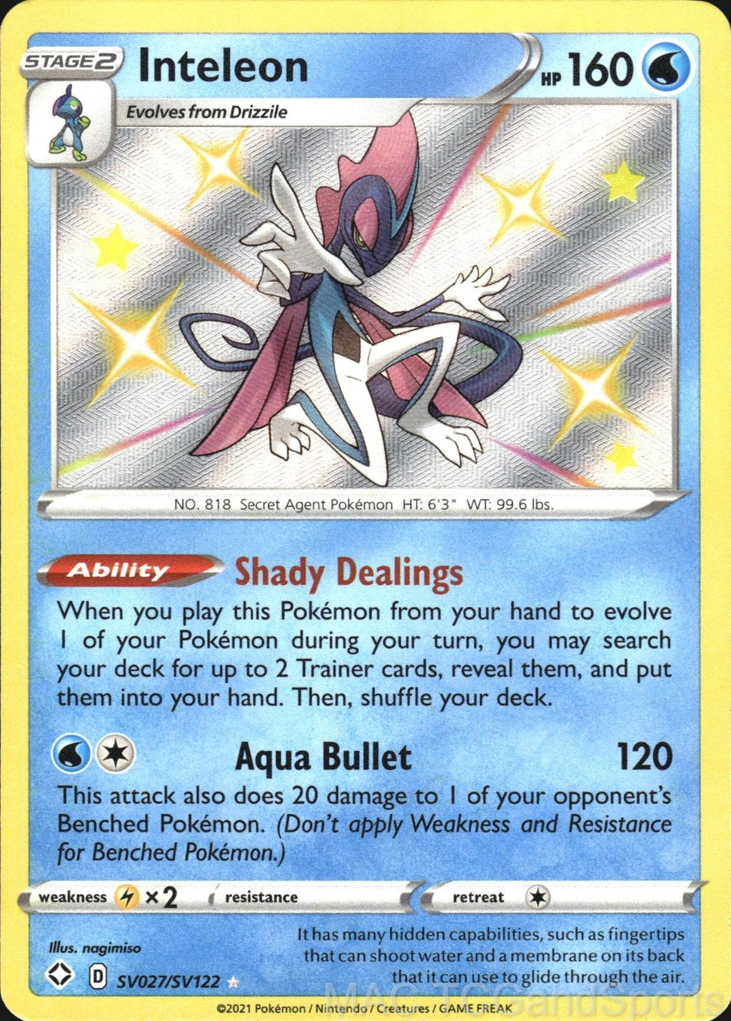 Inteleon SV027/SV122 Holo Shining Fates Shiny Vault Pokemon TCG NM