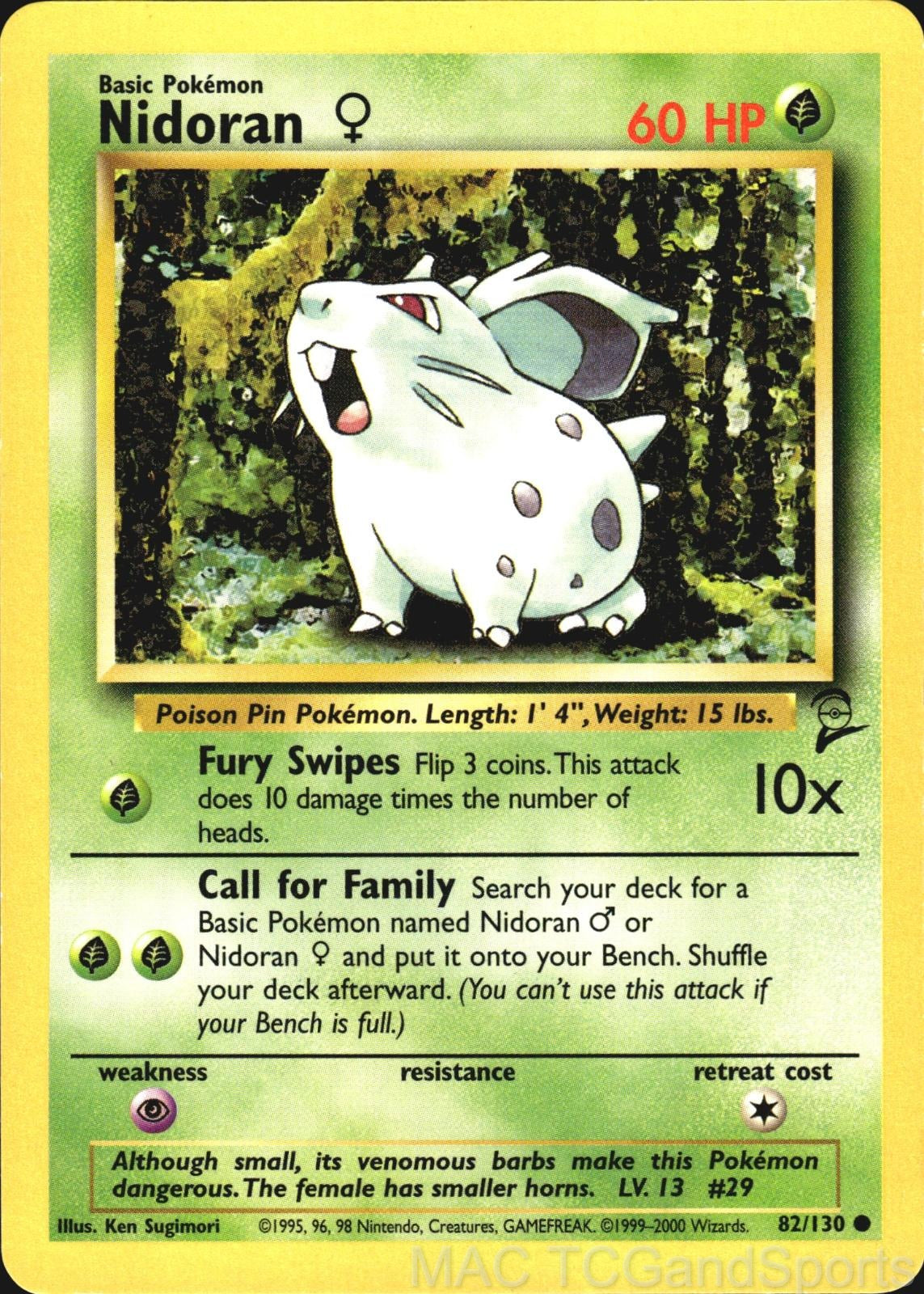 Nidoran F 82/130 Base Set 2 Pokemon TCG LP