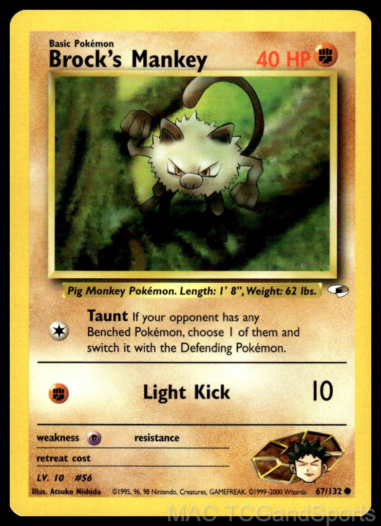 Brock's Mankey 67/132 Unlimited Gym Heroes Pokemon TCG LP