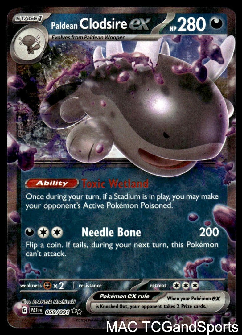 Paldean Clodsire ex 059/091 Holo Paldean Fates Pokemon TCG NM