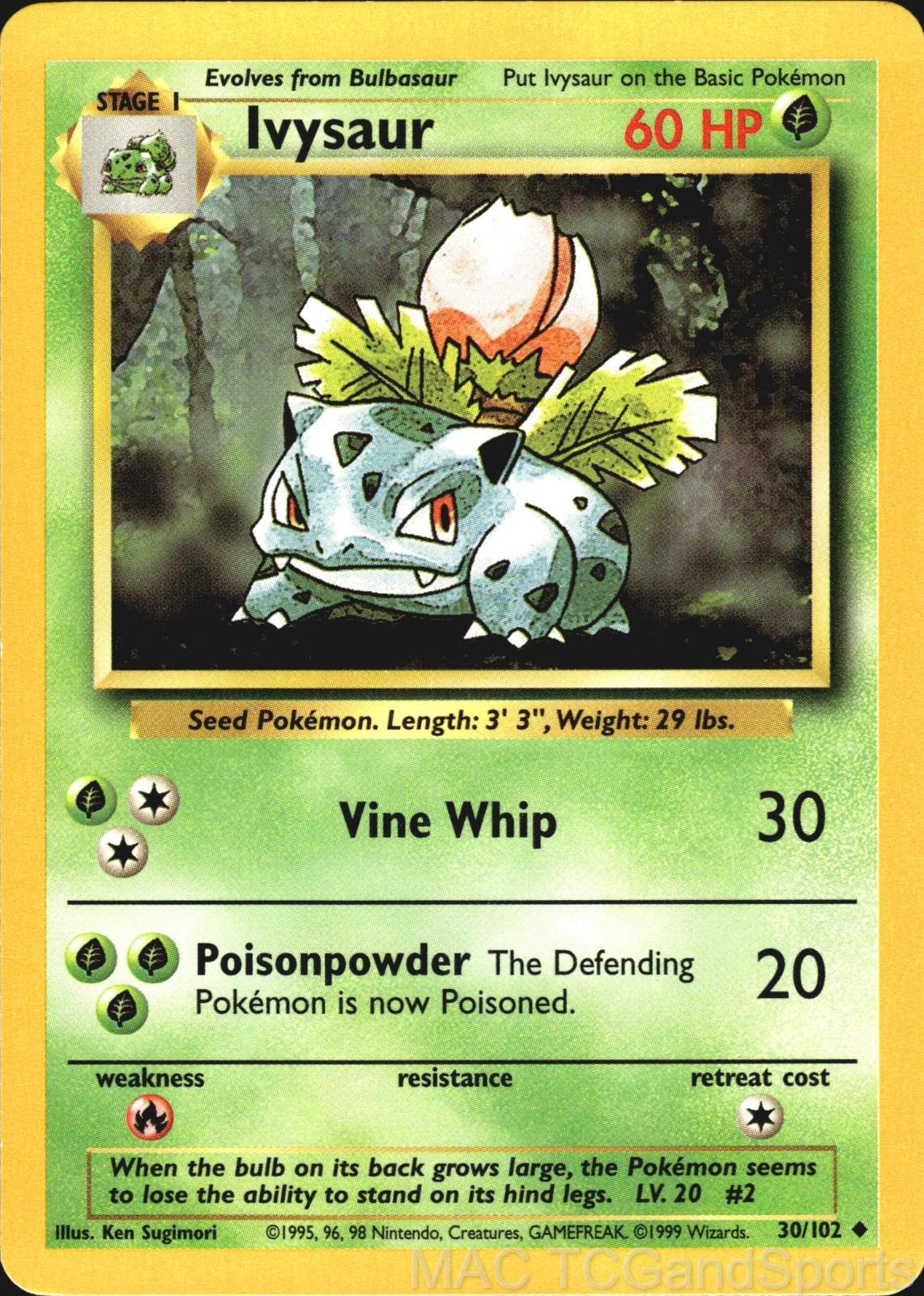 Ivysaur 30/102 Base Set Unlimited Pokemon TCG LP