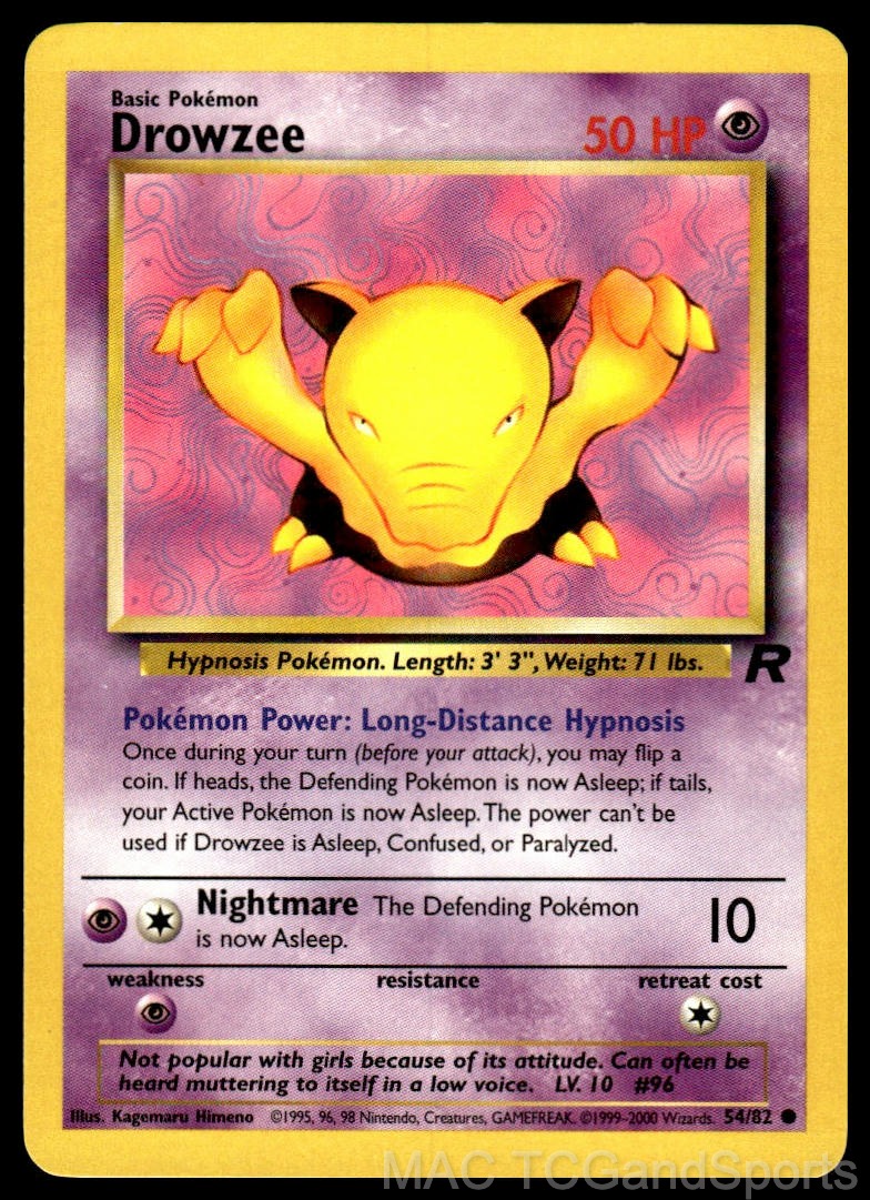 Drowzee 54/82 Unlimited Team Rocket Pokemon TCG LP