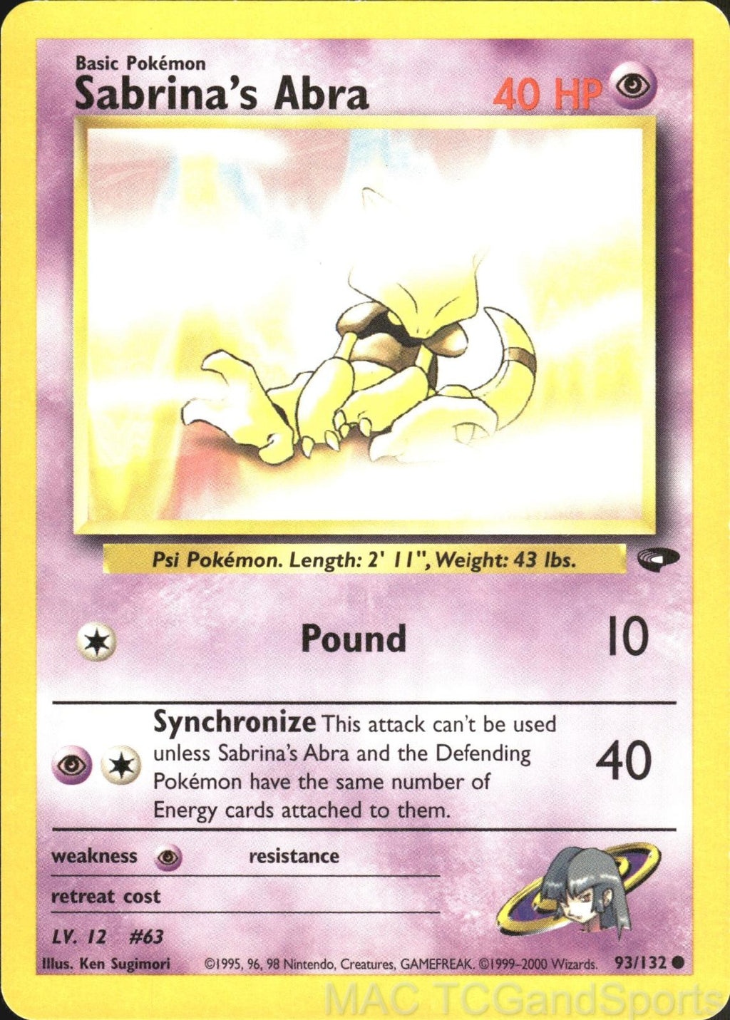 Sabrina's Abra 93/132 Unlimited Gym Challenge Pokemon TCG LP