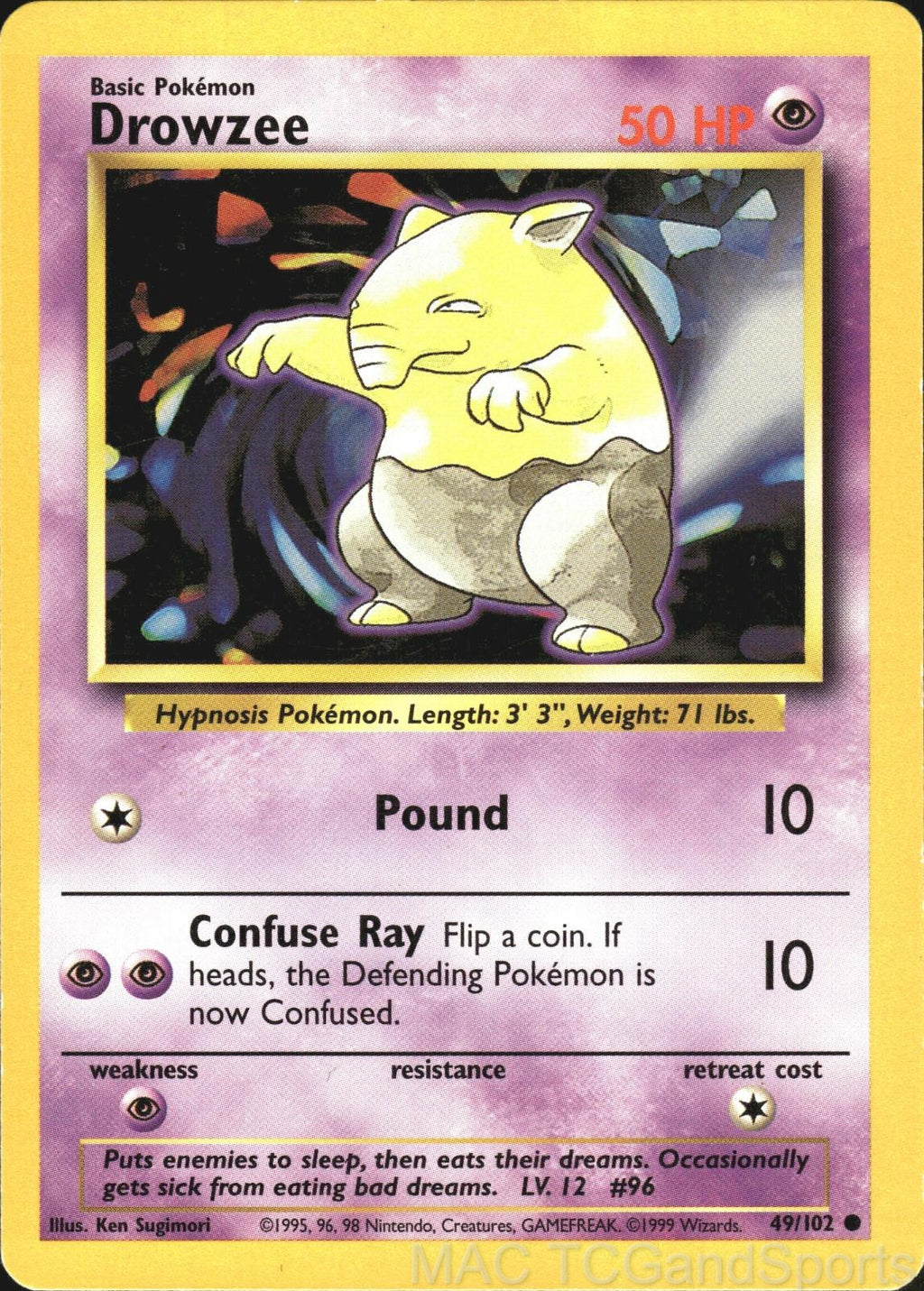 Drowzee 49/102 Base Set Unlimited Pokemon TCG LP