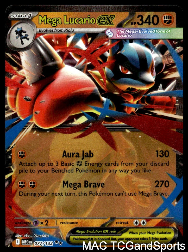 Mega Lucario ex 077/132 Holo Mega Evolution Pokemon TCG NM