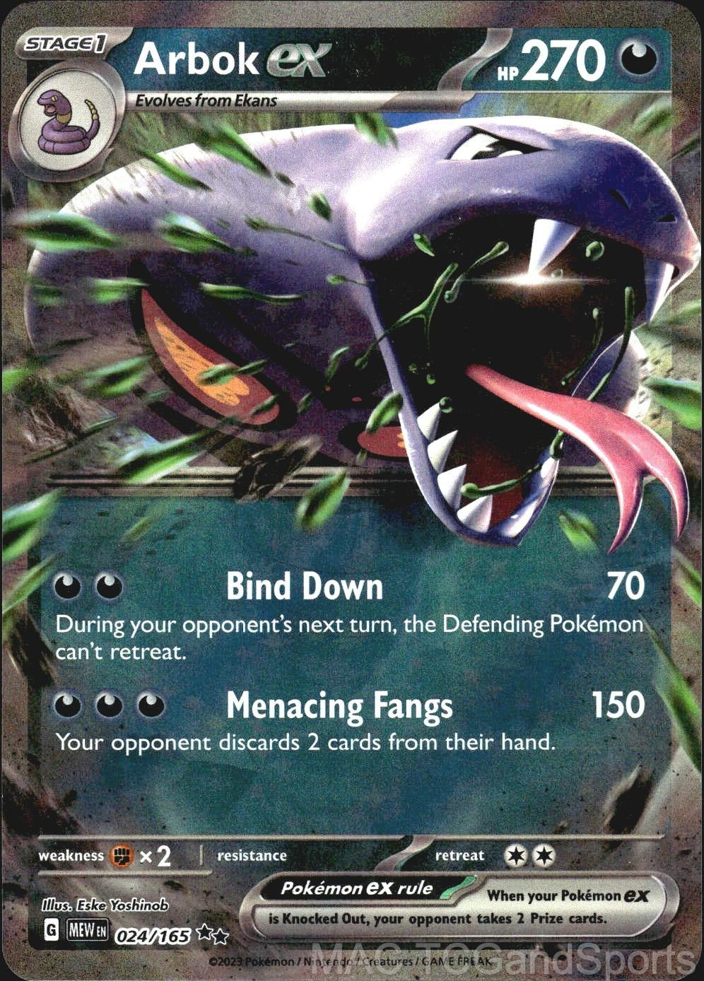 Arbok ex 024/165 Holo 151 Pokemon TCG NM