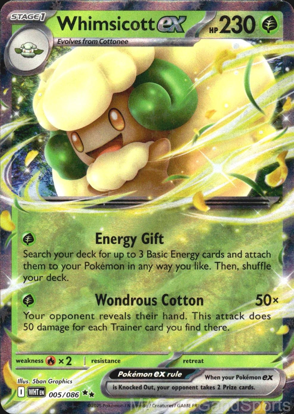 Whimsicott ex 005/086 Holo White Flare Pokemon TCG NM