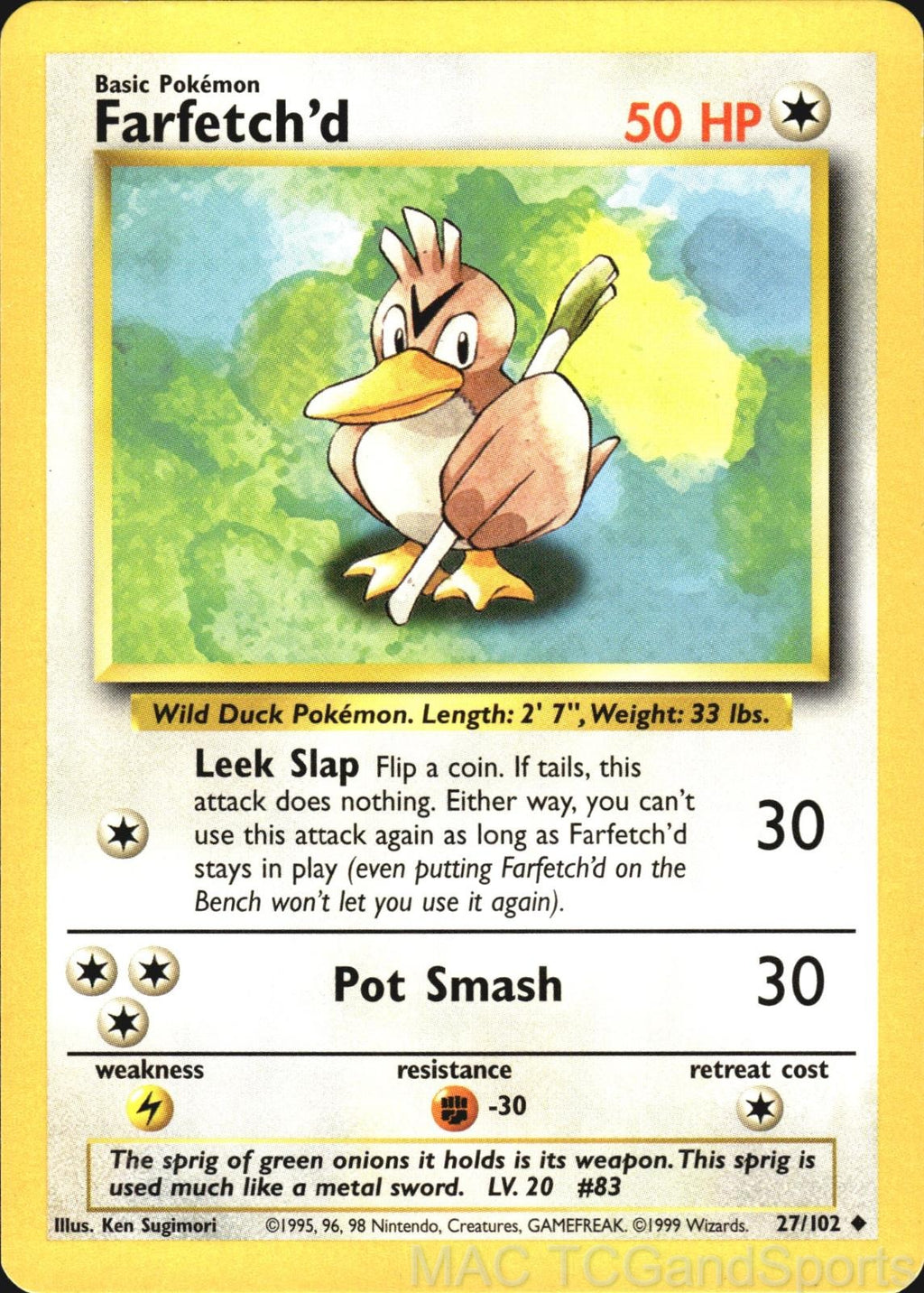 Farfetch'd 27/102 Base Set Unlimited Pokemon TCG LP