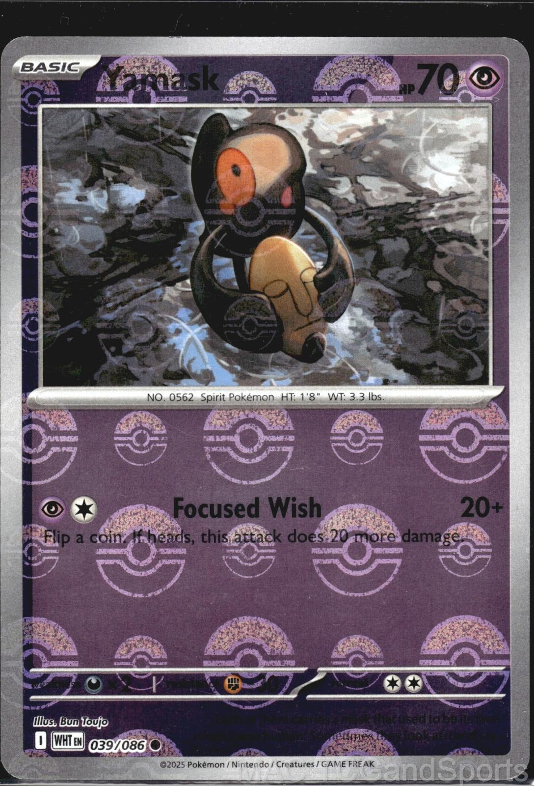 Yamask (Poke Ball Pattern) 039/086 Holo White Flare Pokemon TCG NM