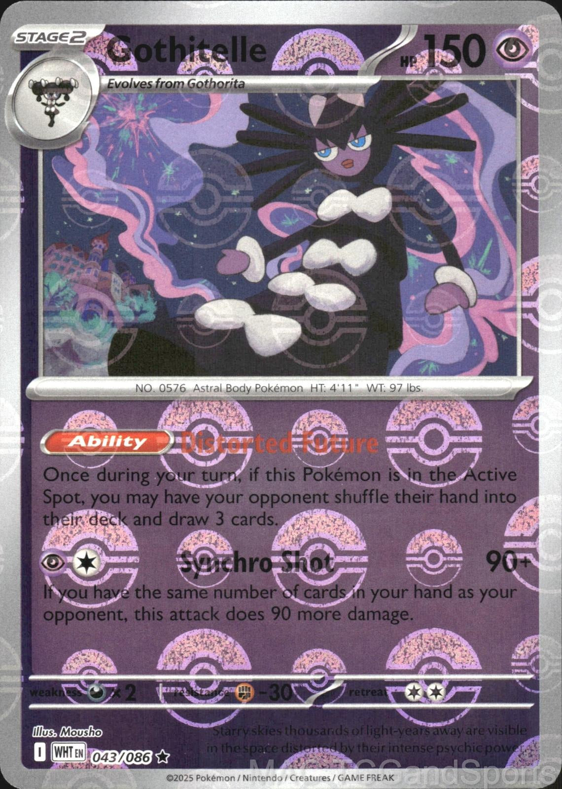 Gothitelle (Poke Ball Pattern) 043/086 Holo White Flare Pokemon TCG NM
