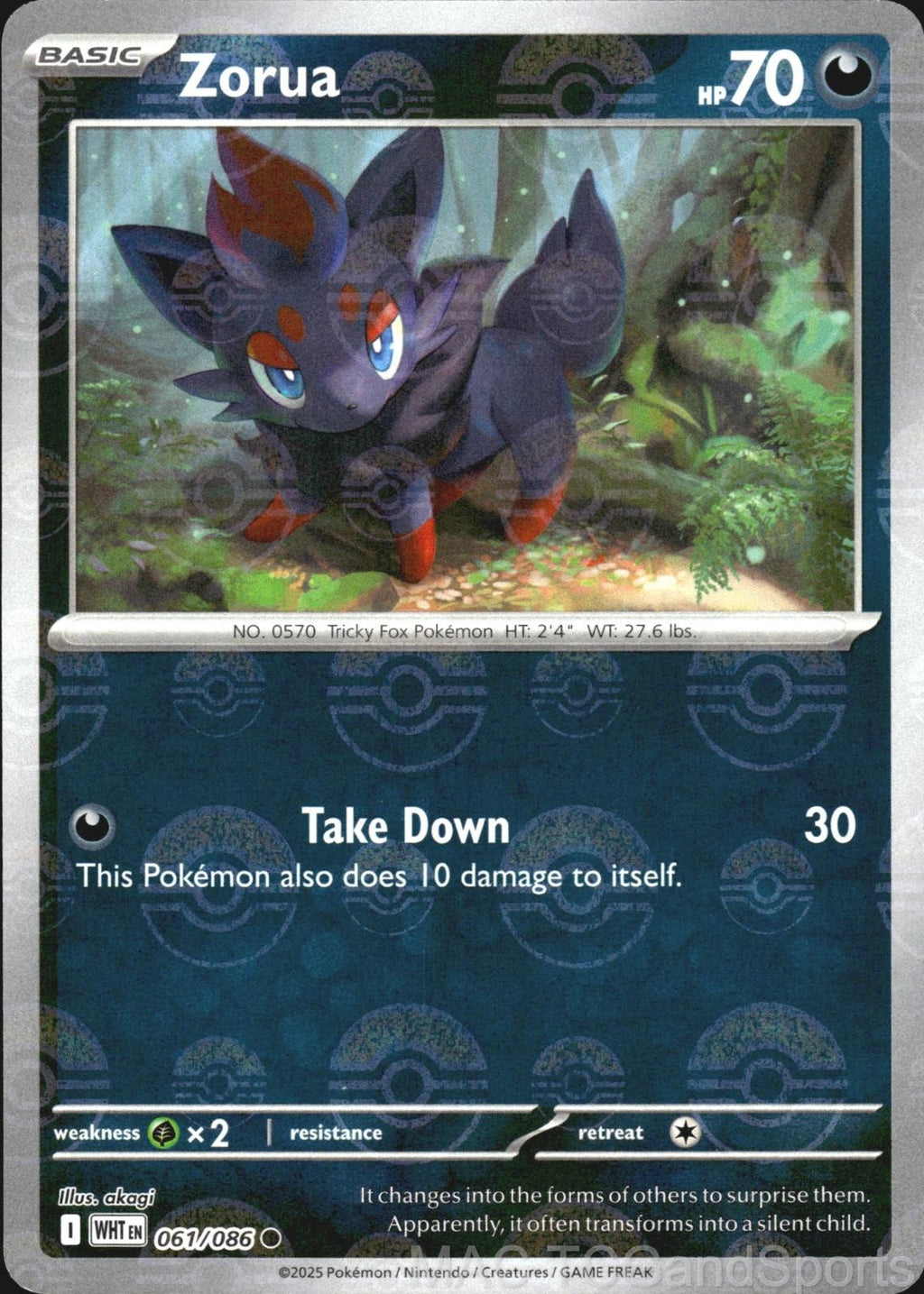 Zorua (Poke Ball Pattern) 061/086 Holo White Flare Pokemon TCG NM