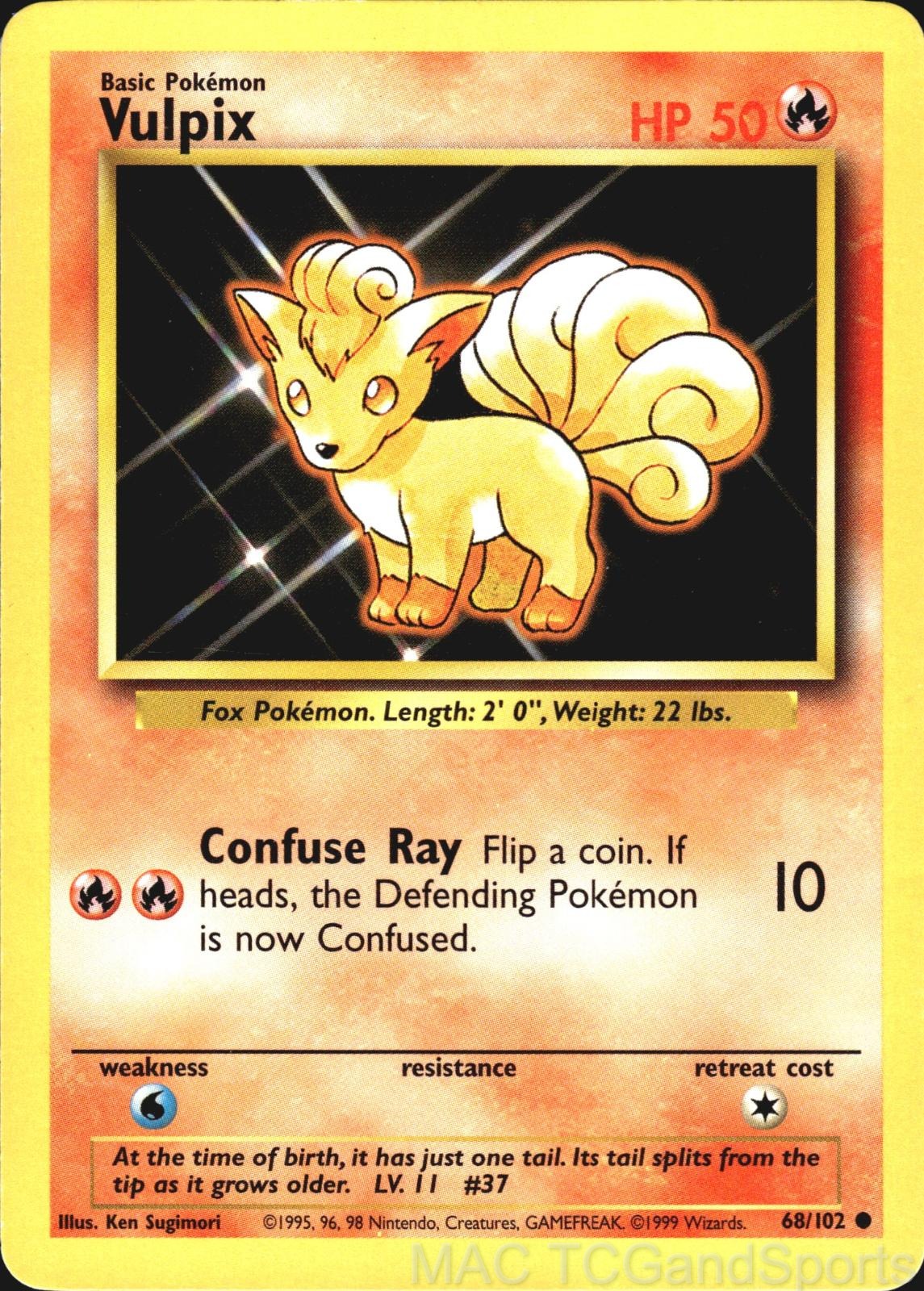 Vulpix 68/102 Base Set Unlimited Pokemon TCG LP