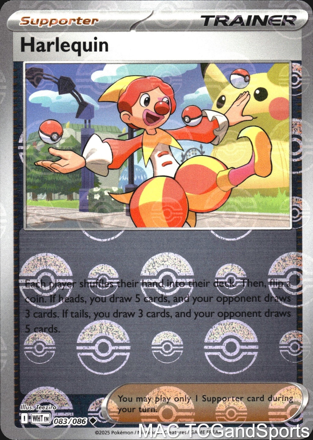 Harlequin (Poke Ball Pattern) 083/086 Holo White Flare Pokemon TCG NM
