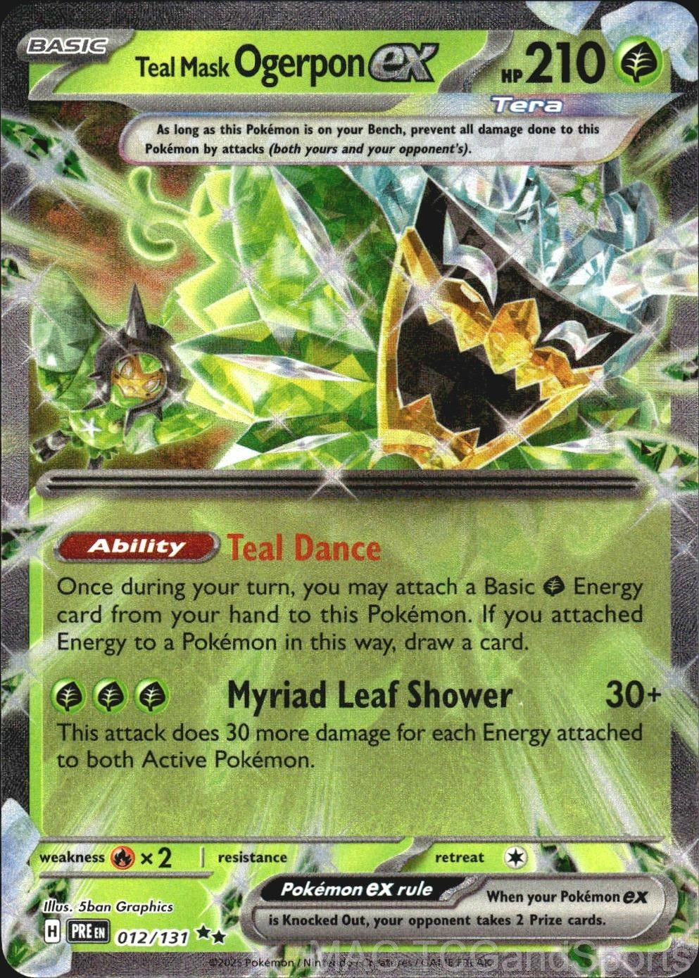 Teal Mask Ogerpon ex 012/131 Holo Prismatic Evolutions Pokemon TCG NM