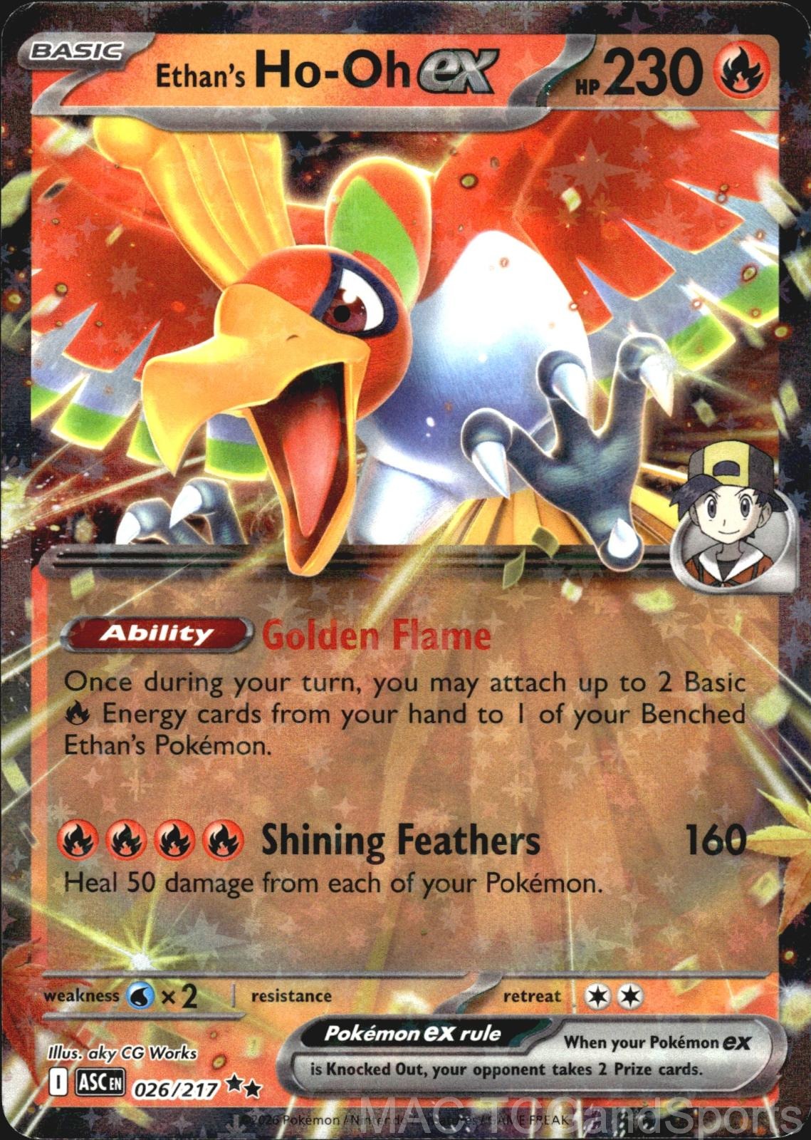 Ethan's Ho-Oh ex 026/217 Holo Ascended Heroes Pokemon TCG NM