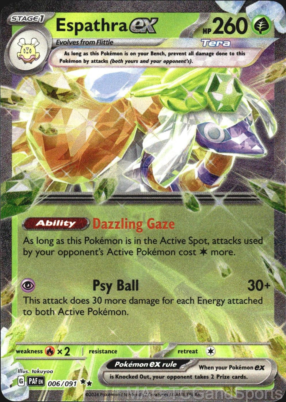 Espathra ex 006/091 Holo Paldean Fates Pokemon TCG NM