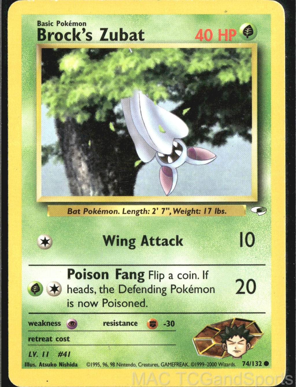 Brock's Zubat 74/132 Unlimited Gym Heroes Pokemon TCG LP