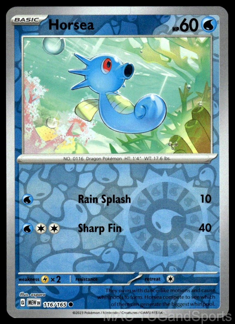 Horsea 116/165 Reverse Holo
