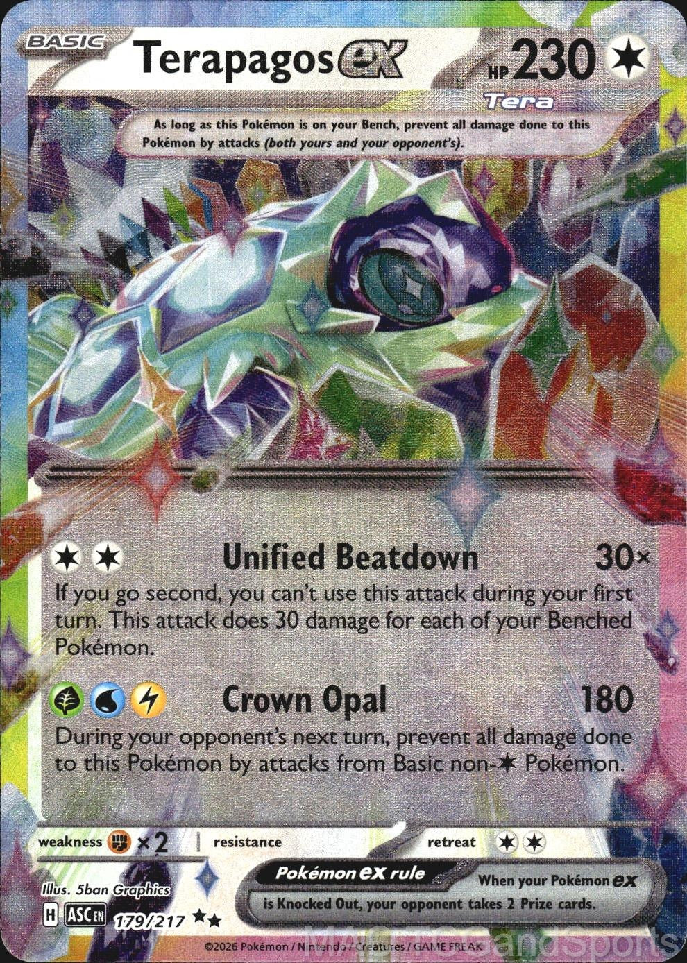 Terapagos ex 179/217 Holo Ascended Heroes Pokemon TCG NM