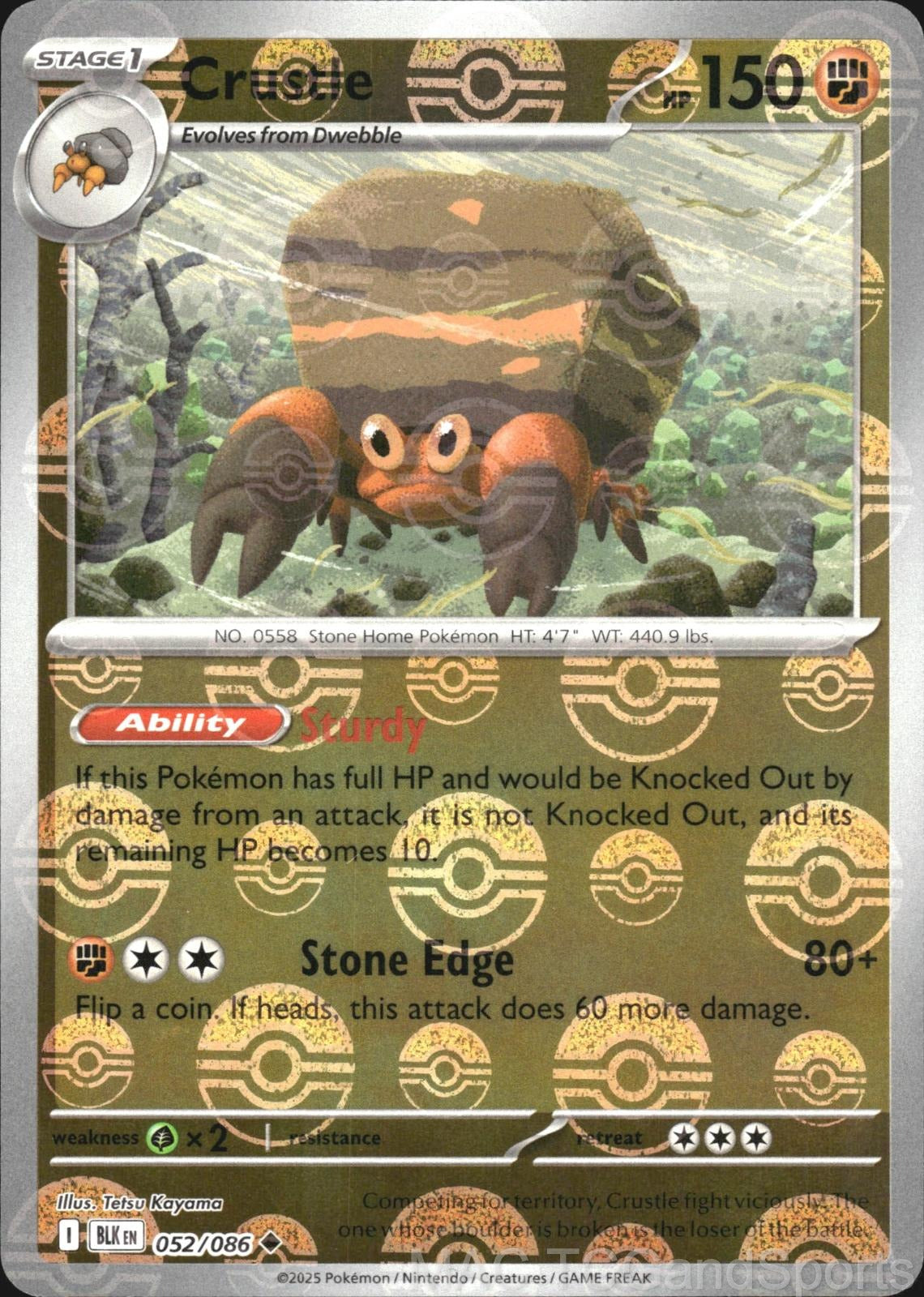 Crustle (Poke Ball Pattern) 052/086 Holo Black Bolt Pokemon TCG NM
