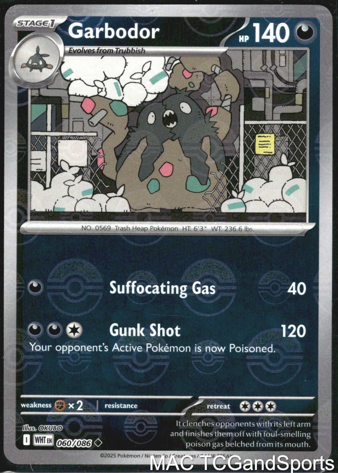 Garbodor (Poke Ball Pattern) 060/086 Holo White Flare Pokemon TCG NM