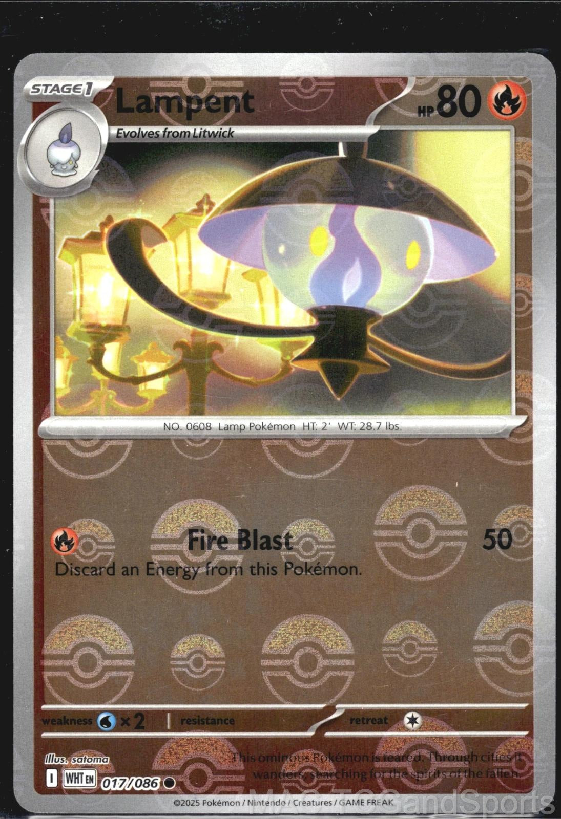 Lampent (Poke Ball Pattern) 017/086 Holo White Flare Pokemon TCG NM