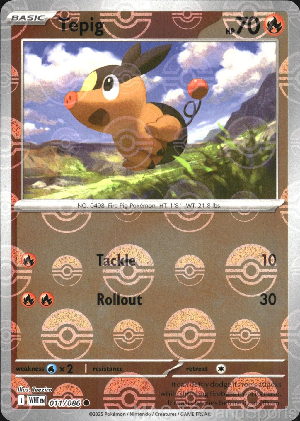 Tepig (Poke Ball Pattern) 011/086 Holo White Flare Pokemon TCG NM