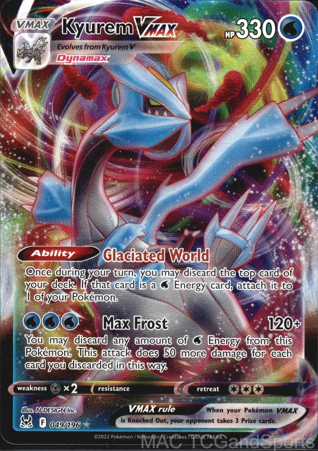 Kyurem VMAX 049/196 Holo Lost Origin Pokemon TCG NM