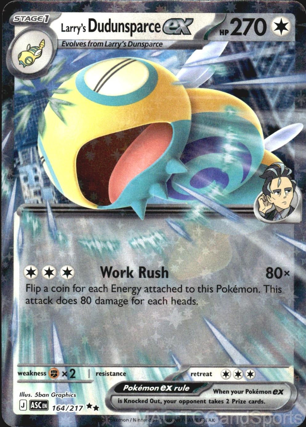 Larry's Dudunsparce ex 164/217 Holo Ascended Heroes Pokemon TCG NM