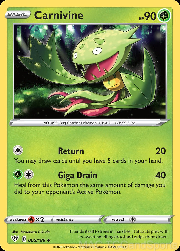 Carnivine 005/189 Reverse Holo