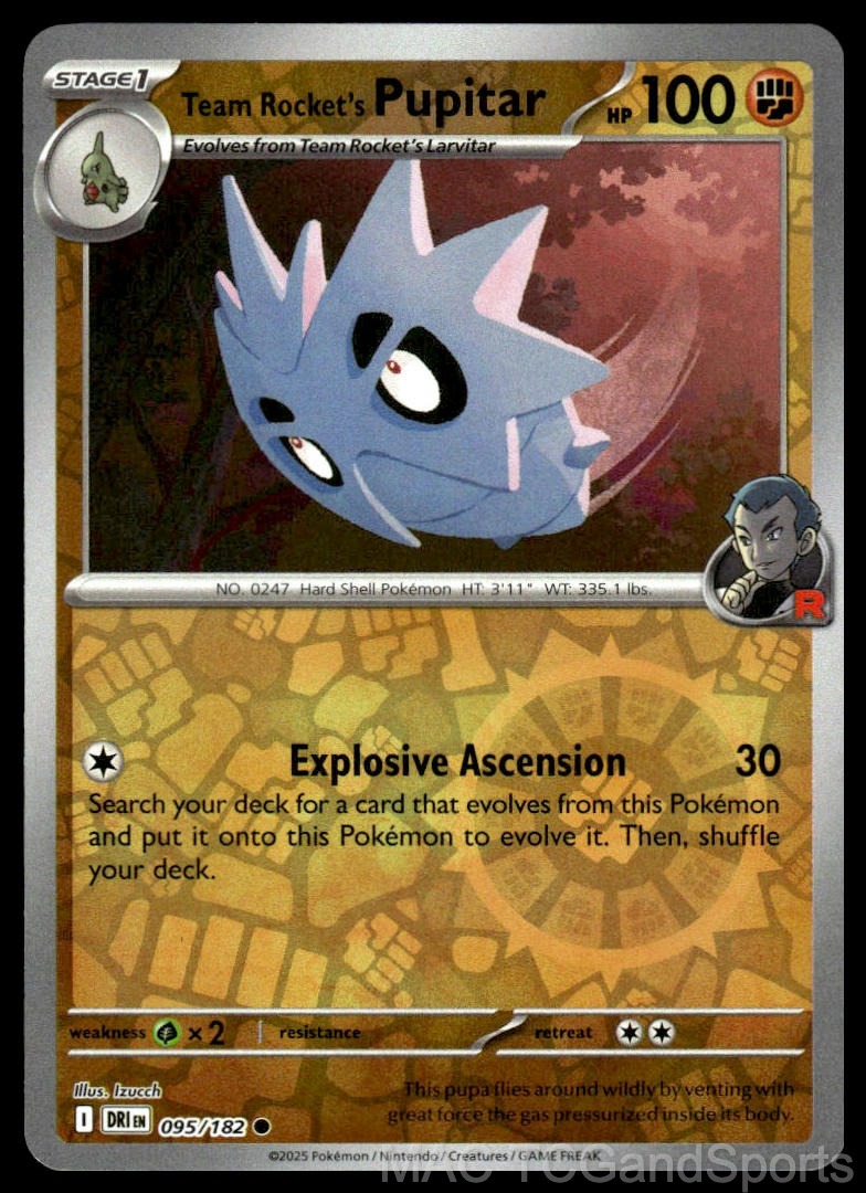 Team Rocket's Pupitar 095/182 Reverse Holo