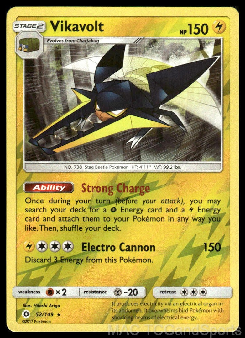 Vikavolt 52/149 Reverse Holo SM Base Set Pokemon TCG NM