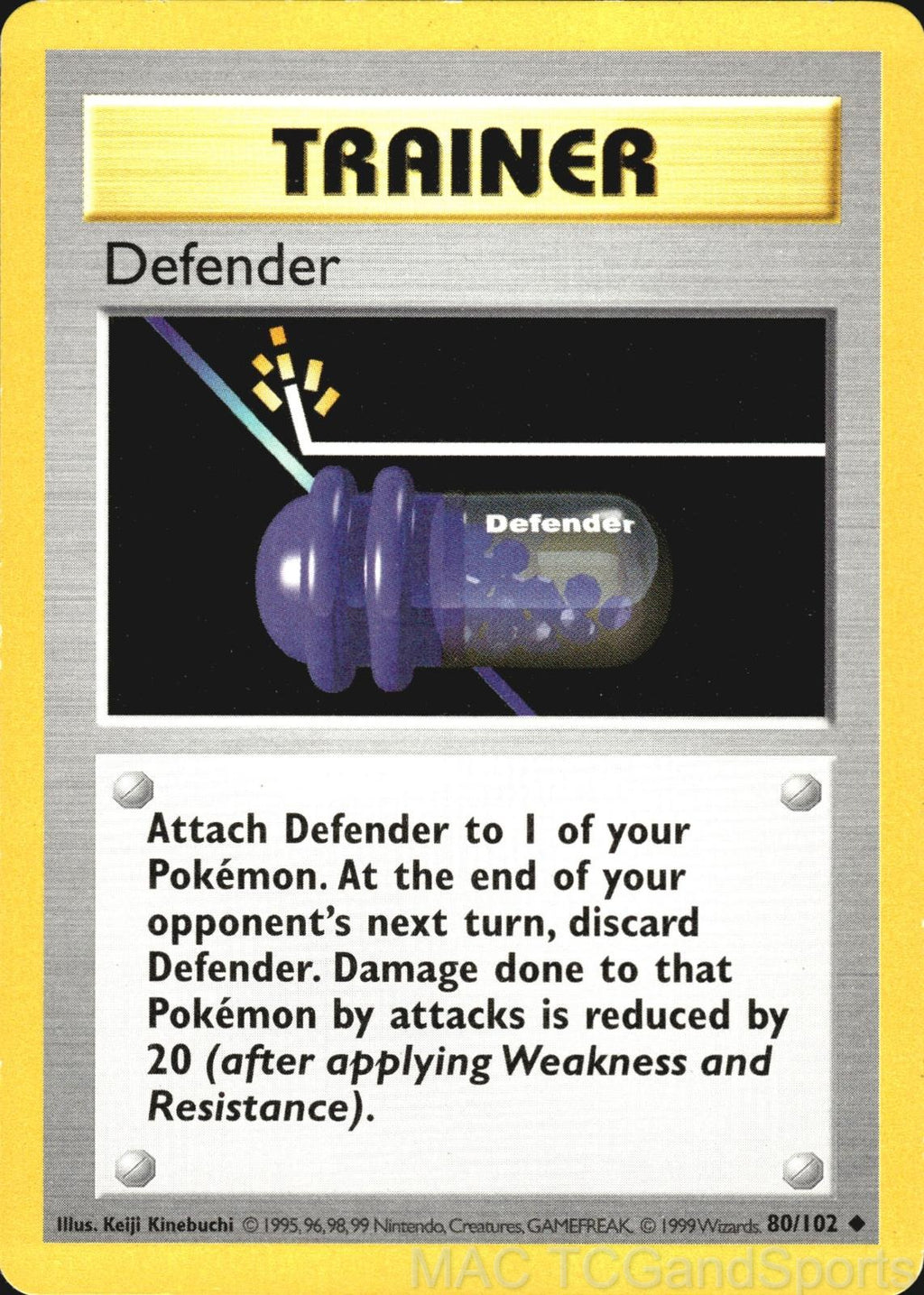 Defender 80/102 Unlimited Base Set Shadowless Pokemon TCG LP