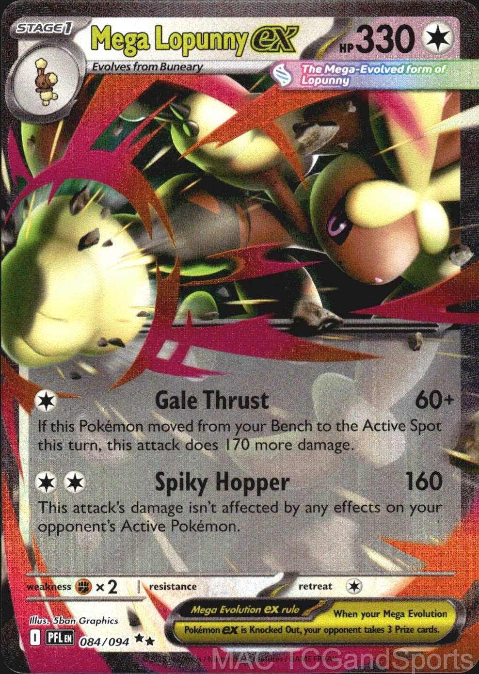 Mega Lopunny ex 084/094 Holo Phantasmal Flames Pokemon TCG NM