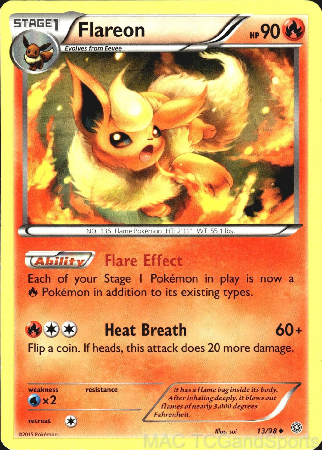 Flareon 13/98 Ancient Origins Pokemon TCG LP