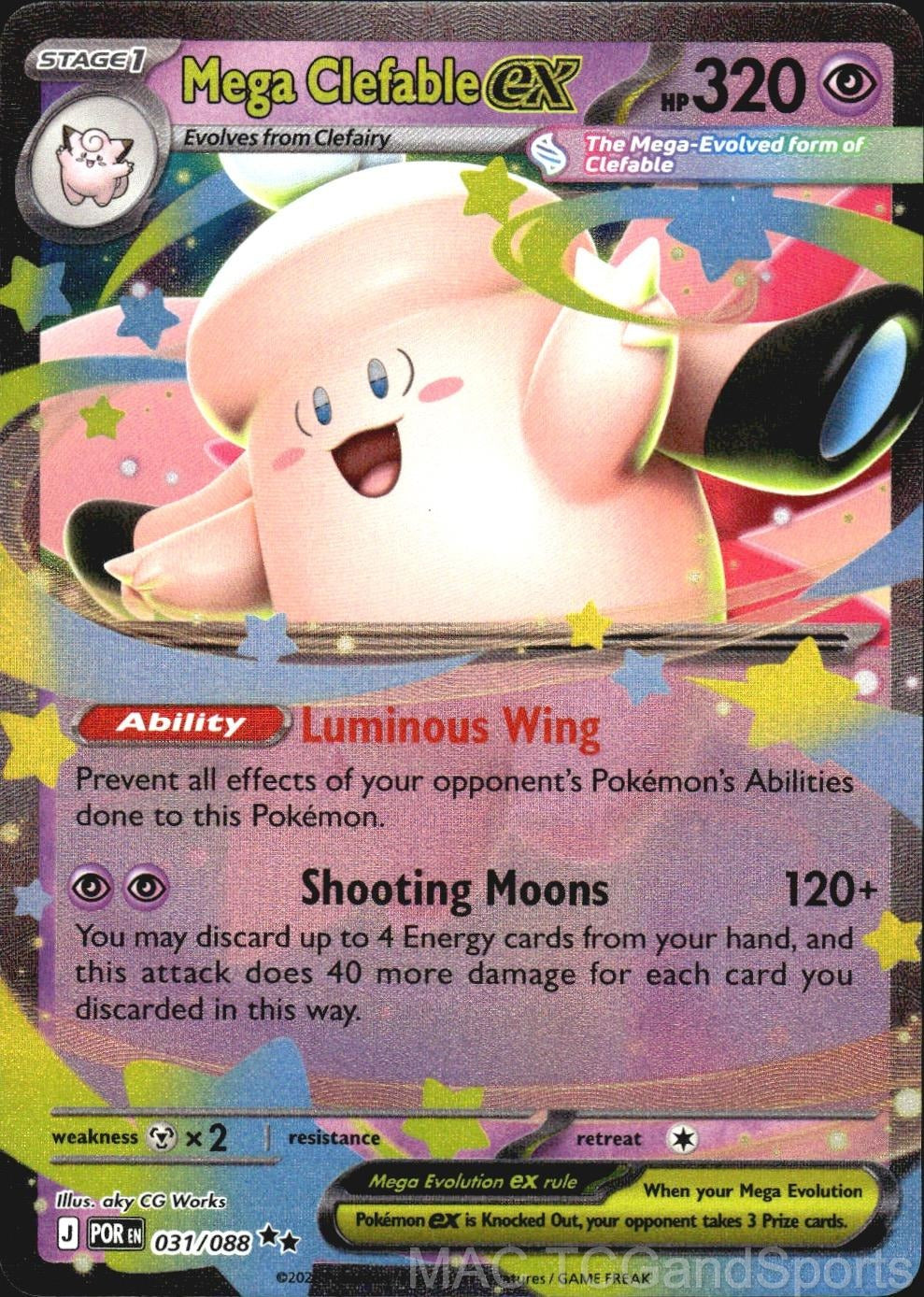 Mega Clefable ex 031/088 Holo Perfect Order Pokemon TCG NM