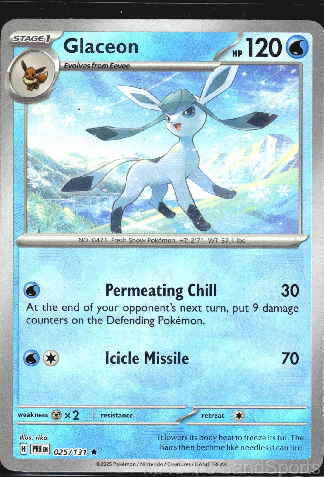 Glaceon (Master Ball Pattern) 025/131 Holo Prismatic Evolutions Pokemon TCG NM