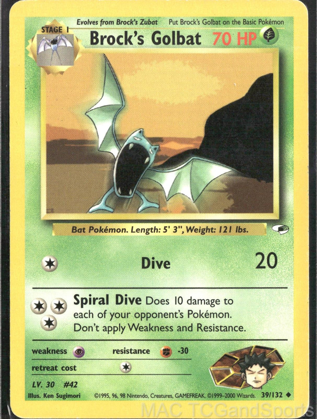 Brock's Golbat 39/132 Unlimited Gym Heroes Pokemon TCG LP
