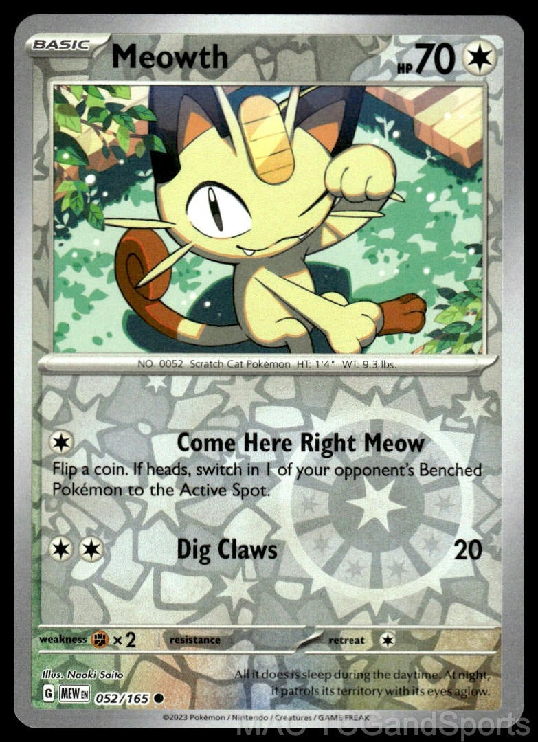 Meowth 052/165 Reverse Holo