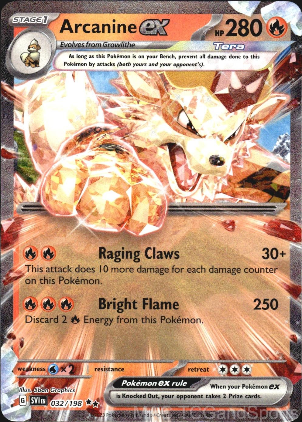 Arcanine ex 032/198 Holo Scarlet & Violet Pokemon TCG NM