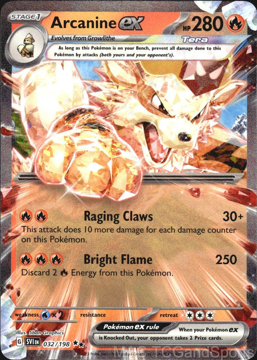 Arcanine ex 032/198 Holo Scarlet & Violet Pokemon TCG NM