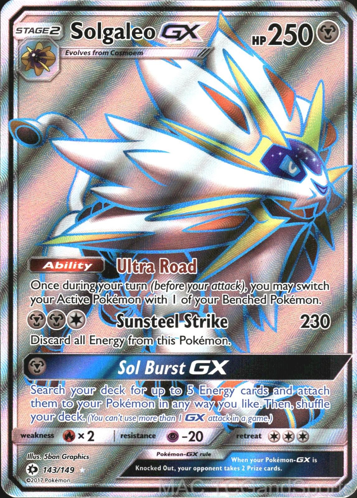 Solgaleo GX (Full Art) 143/149 Holo SM Base Set Pokemon TCG NM