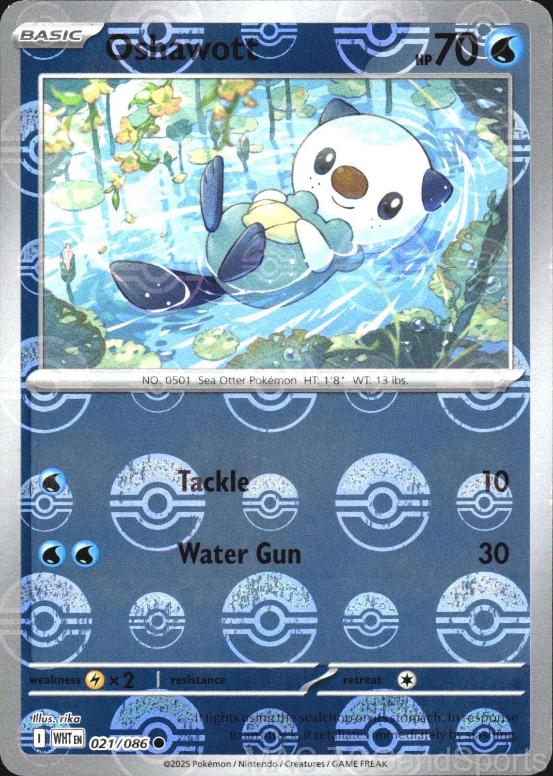Oshawott (Poke Ball Pattern) 021/086 Holo White Flare Pokemon TCG NM