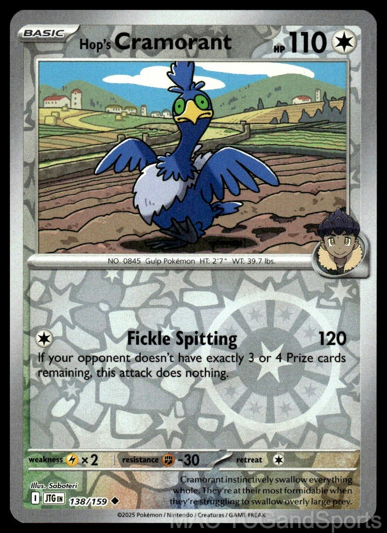 Hop's Cramorant 138/159 Reverse Holo