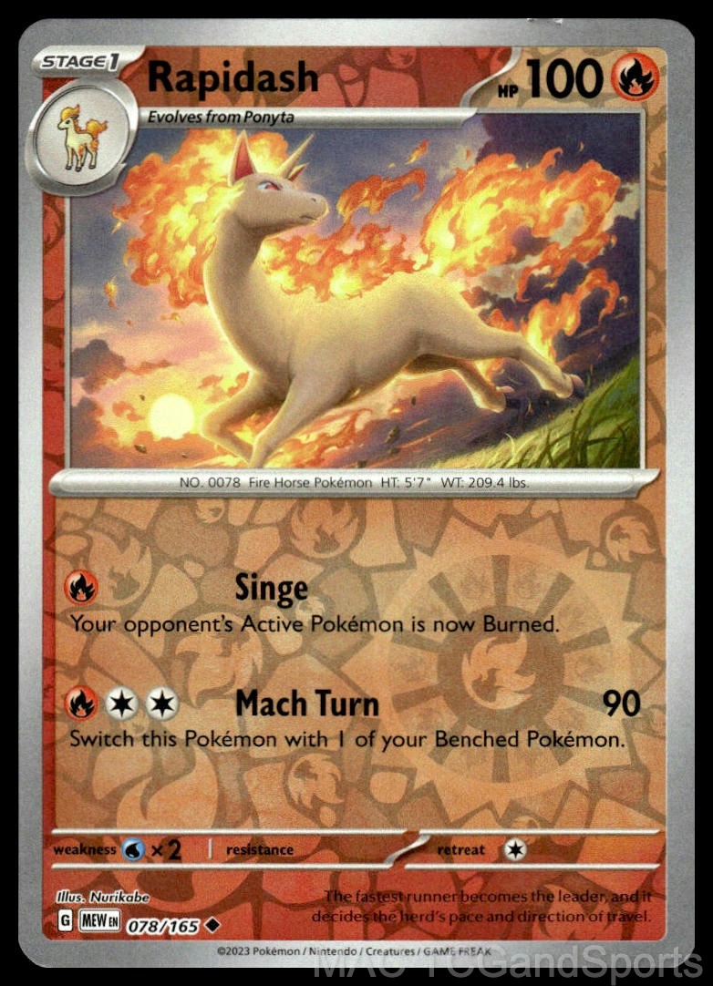 Rapidash 078/165 Reverse Holo