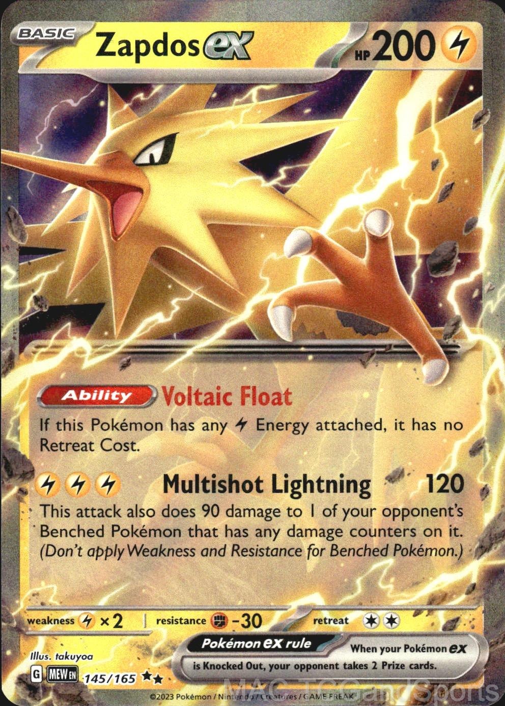Zapdos ex 145/165 Holo 151 Pokemon TCG NM
