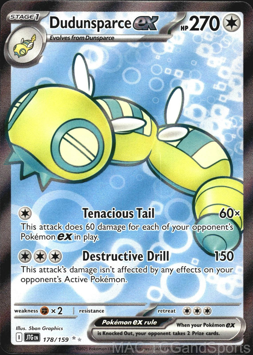 Dudunsparce ex 178/159 Holo Journey Together Pokemon TCG NM