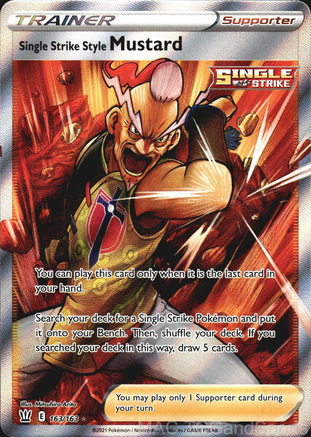 Single Strike Style Mustard 163/163 Holo Battle Styles Pokemon TCG NM