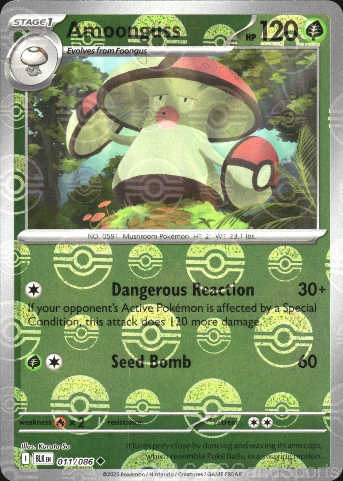 Amoonguss (Poke Ball Pattern) 011/086 Holo Black Bolt Pokemon TCG NM
